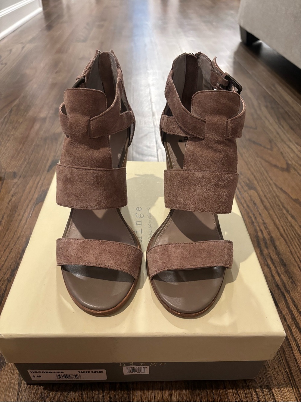 Hinge - Taupe Suede Strappy Women’s Sandal